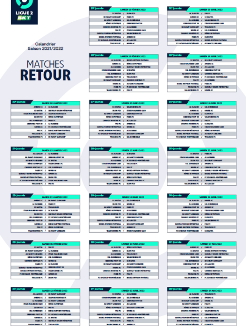 Ligue 2 - Le Calendrier De La Saison 2021-2022 Dévoilé ! - MaLigue2