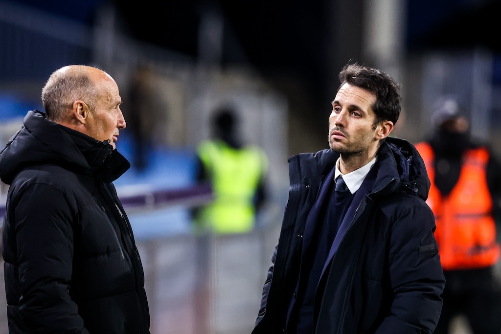 Pierre DREOSSI general manager and Diego LOPEZ sportif director of RC Lens prior the Ligue 1 McDonald's match between Montpellier and Lens at Stade de la Mosson on January 31, 2025 in Montpellier, France. (Photo by Johnny Fidelin/Icon Sport) - Photo by Icon Sport