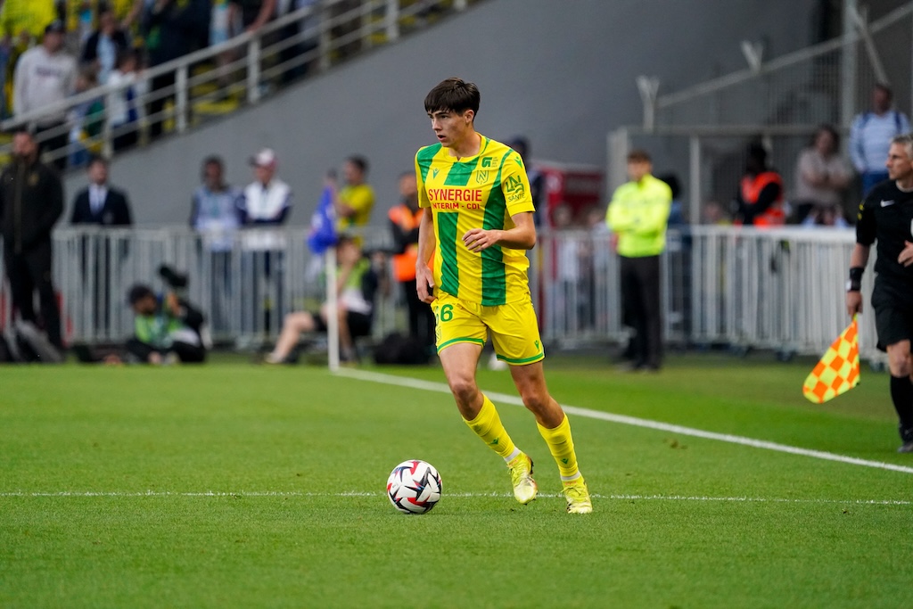 Louis LEROUX of FC Nantes during the Ligue 1 McDonald's match between Nantes and Montpellier on May 17, 2025 at Stade de la Beaujoire in Nantes, France. (Photo by Eddy Lemaistre/Icon Sport) - Photo by Icon Sport